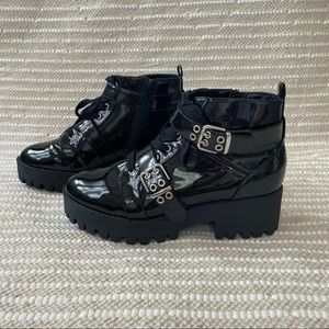 Forever 21 Buckled Patent Leather Ankle Booties